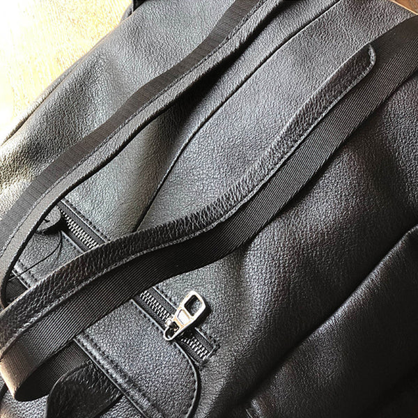 Womens Black Leather Rucksack Stylish Laptop Backpacks