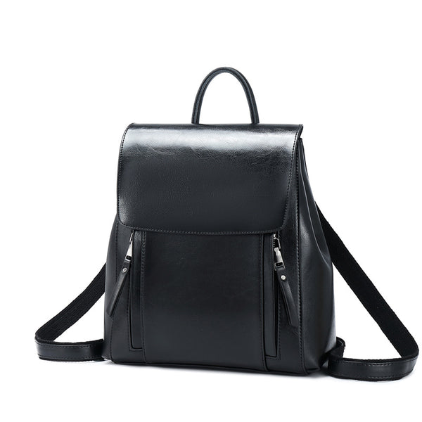 Gray Leather Backpack for Women