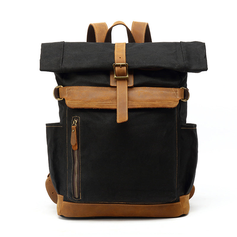 Waxed Canvas and Leather Backpack Casual Backpack Rucksack School Back –  itechitrek