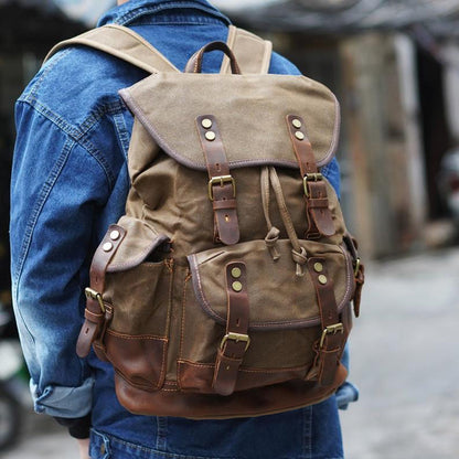 ROCKCOW Handmade Leather Travel Backpack, Designer Backpacks, School B –  ROCKCOWLEATHERSTUDIO