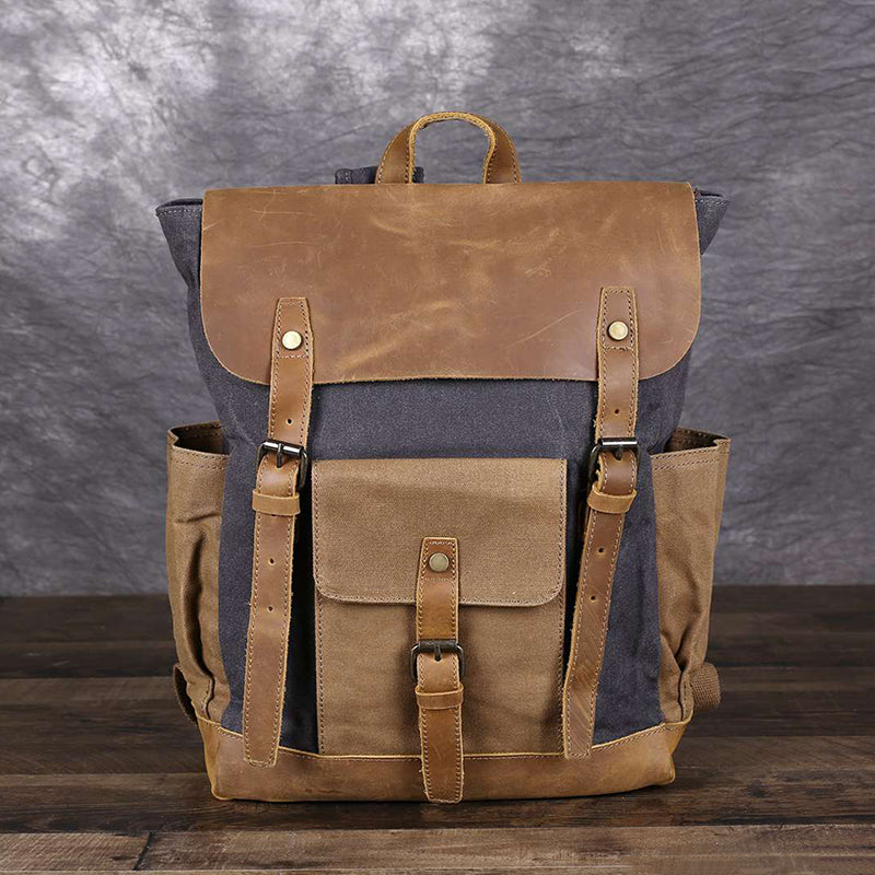 Waxed Canvas Backpack Canvas Rolltop Backpack Waterproof Canvas