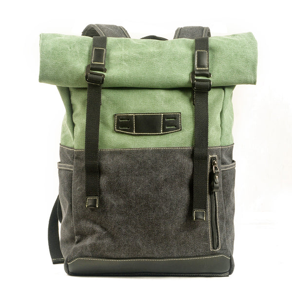 Army Green Canvas Travel Rucksack Backpack