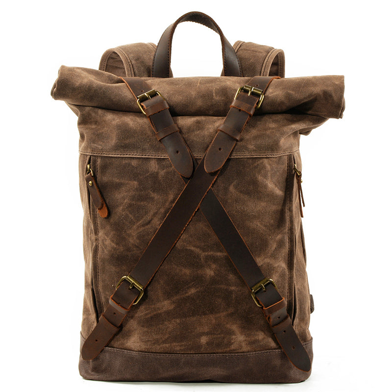 Waxed Canvas Backpack Leather Backpack Woman Backpack 