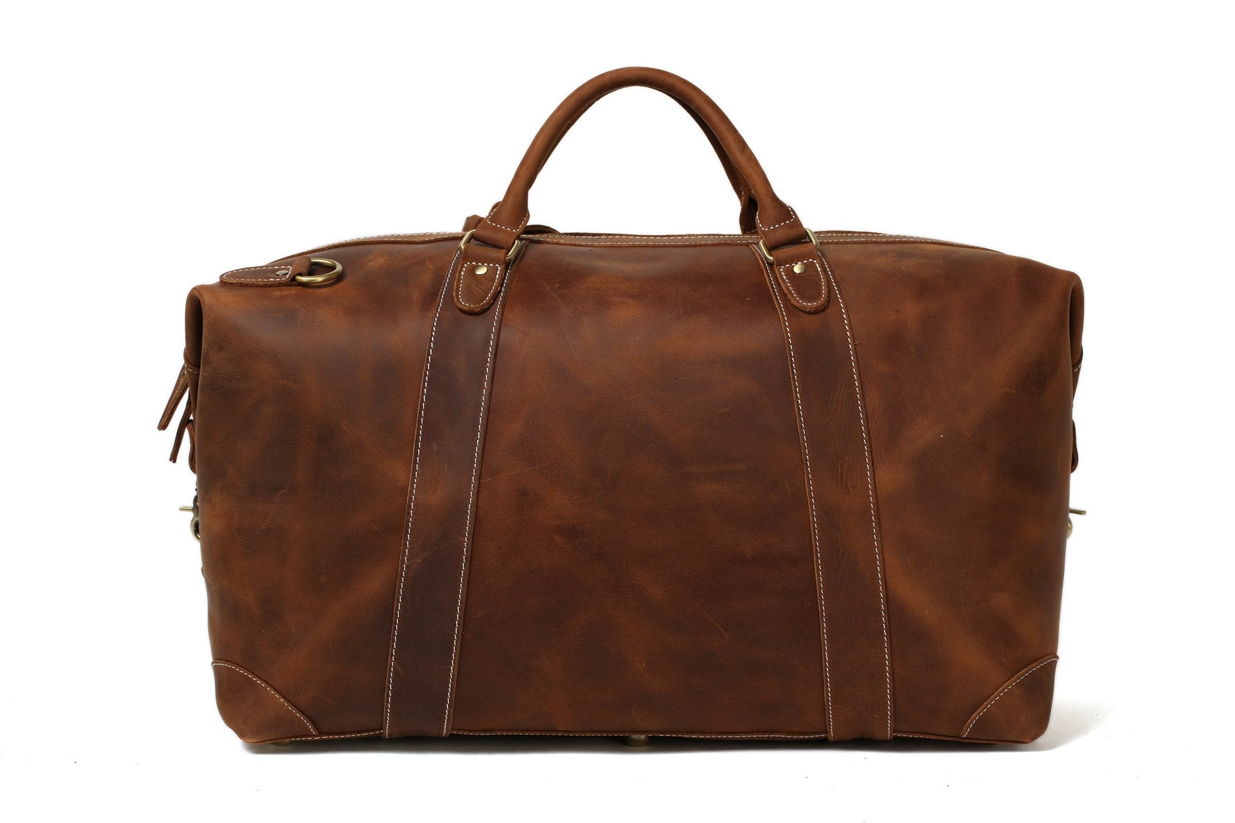 Yellowstone Leather 21-Inch Burnished Gold Duffle Bag, Brown