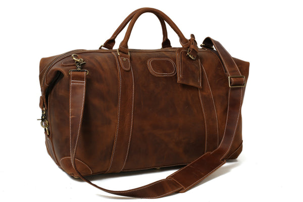 Wombat Woodsman Mens Brown Rugged Oiled Leather Holdall Duffle Travel Bag