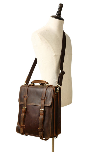 Vintage Full Grain Leather Backpack Purse, Designer Backpacks