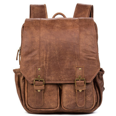 Newest Design Brown Leather School Bag Genuine Leather Backpack