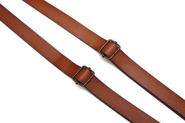 Mens Leather Suspenders Y Back Design Adjustable Suspender with 4