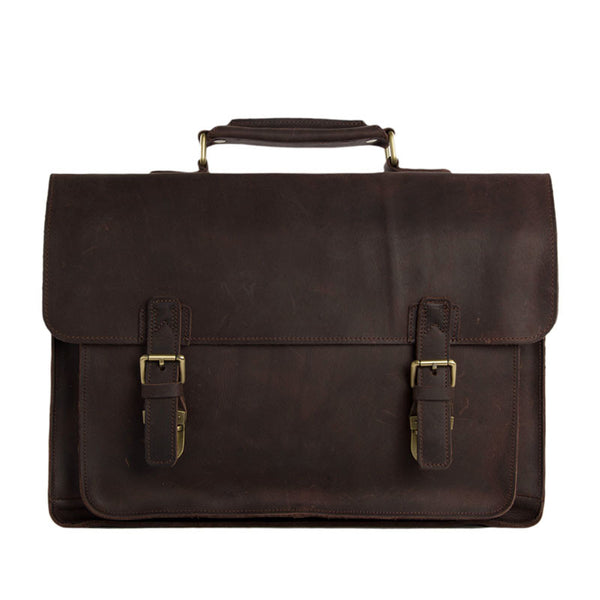 Vintage Dark Espresso Leather Briefcase for Men, Leather Messenger Bag ...