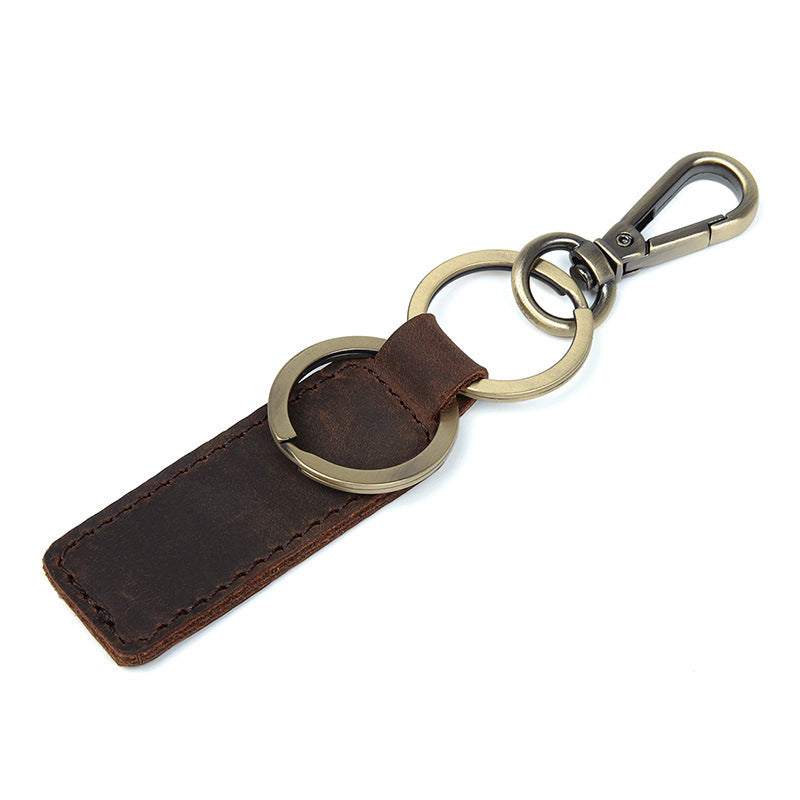 GENEMA Men Cow Leather Housekeeper Keychain Key Holder Ring Key