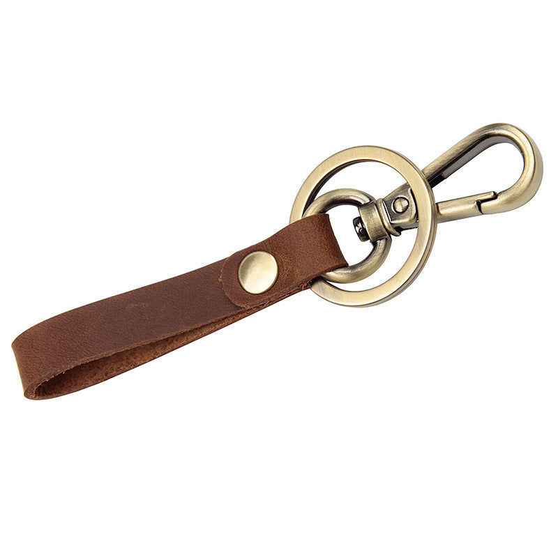 GENEMA Men Cow Leather Housekeeper Keychain Key Holder Ring Key