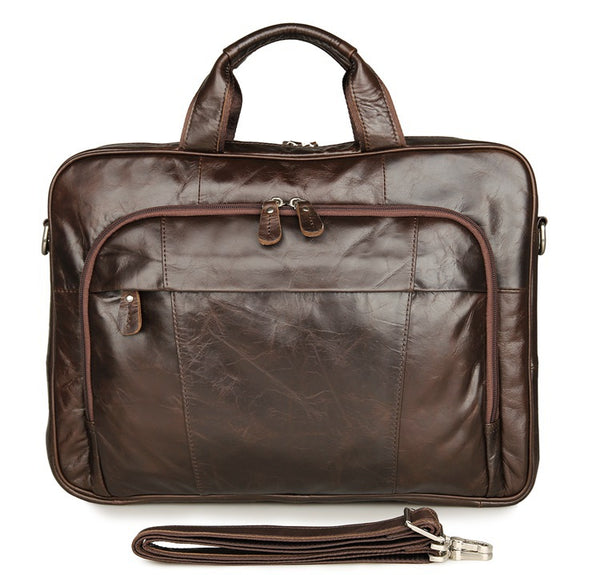 Handmade Top Grain Leather Briefcase Men's Messenger Bag Business Lapt ...