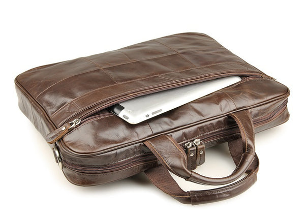 Handmade Top Grain Leather Briefcase Men's Messenger Bag Business Lapt ...