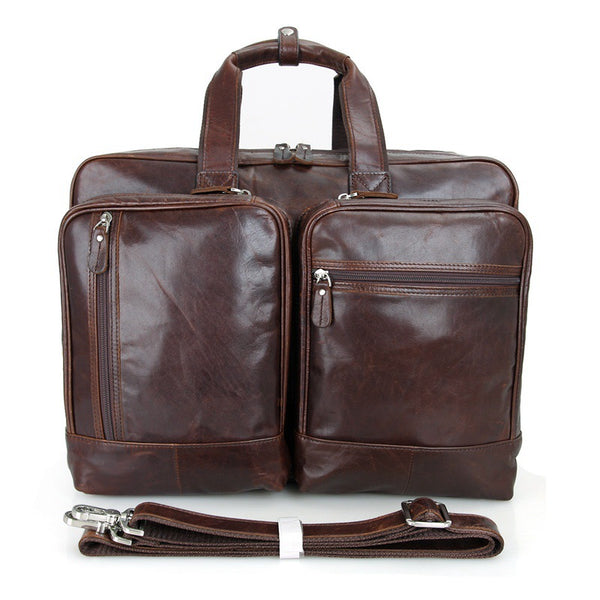 Handmade Top Grain Leather Briefcase Messenger Bag Men's Business Lapt ...