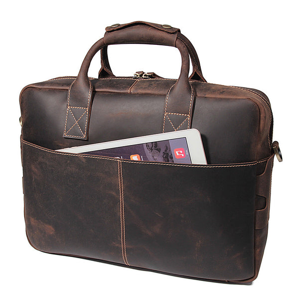 Handmade Full Grain Leather Briefcase Vintage Leather Messenger Bag ...