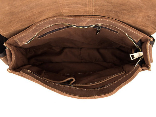 Rockcow Crazy Horse Leather Messenger Bags Men's Vintage Shoulder Bags ...