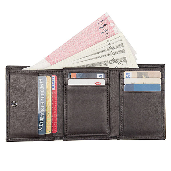 Personalized Men's Trifold Wallet Top Grain Leather 